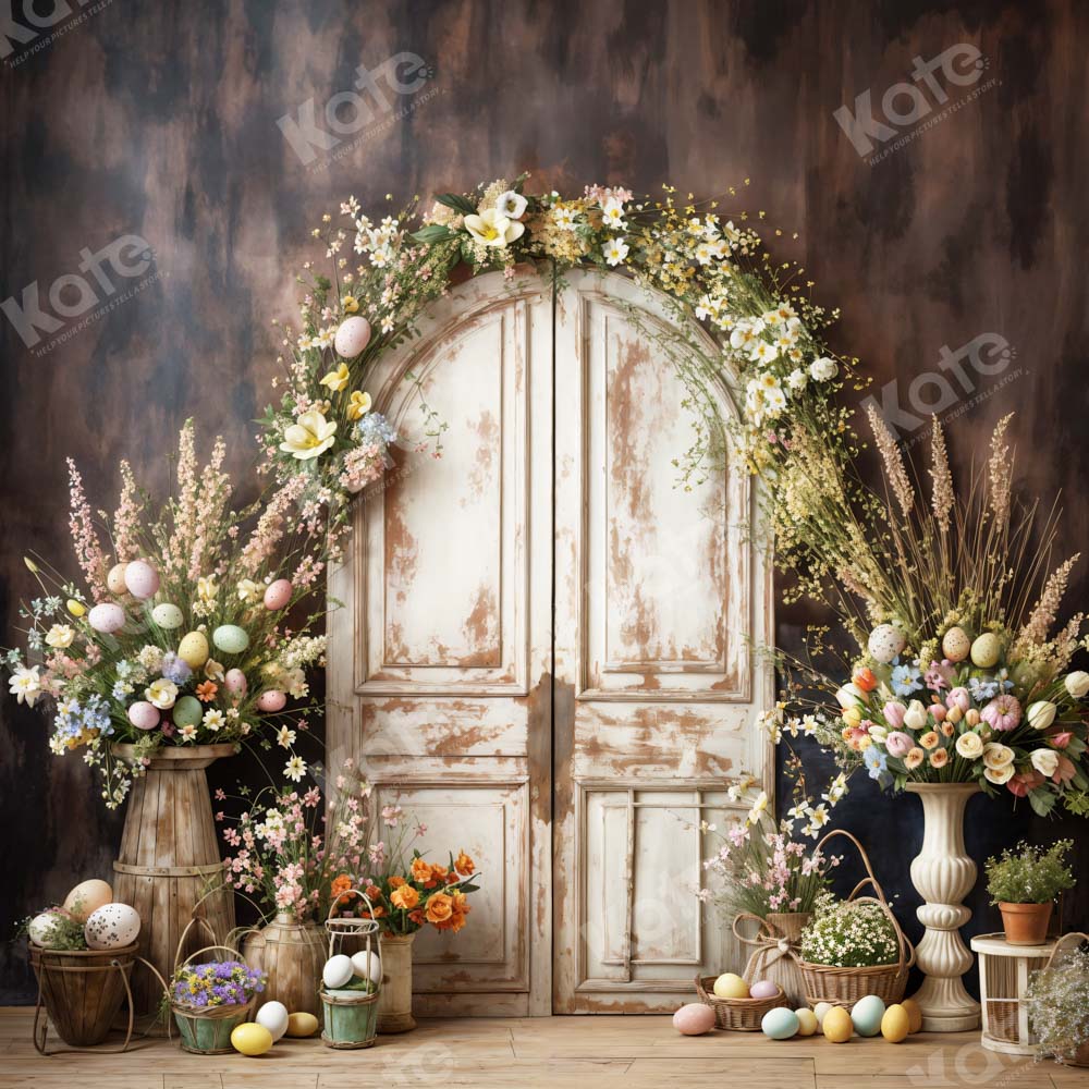 Kate Oeufs de Pâques Fleur Porte en bois Toile de fond conçue par Chain Photographie - Kate Backdrop FR
