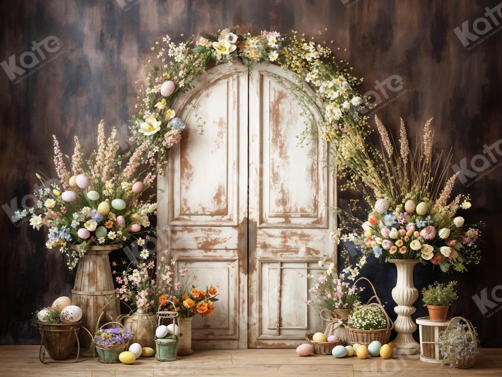 Kate Oeufs de Pâques Fleur Porte en bois Toile de fond conçue par Chain Photographie - Kate Backdrop FR