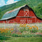 Kate Printemps Fleurs Clôture Grange Rouge Toile de fond pour la photographie - Kate Backdrop FR
