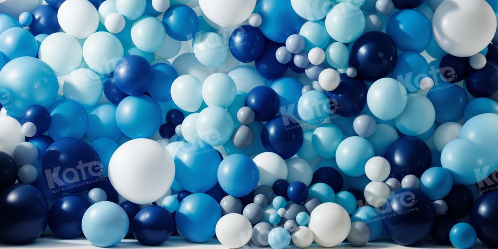 Kate Ballons Bleu & Blanc Anniversaire Toile de fond conçue par Chain Photographie - Kate Backdrop FR