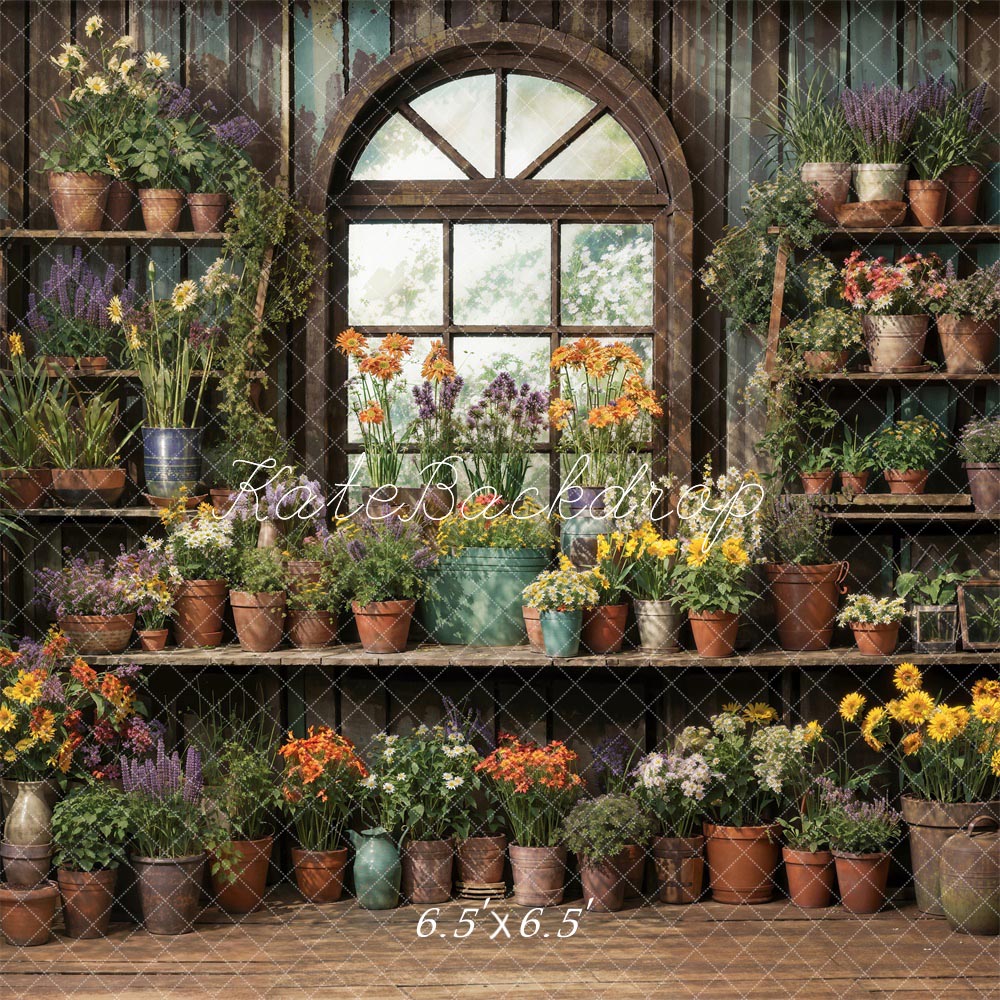 Kate Fleurs Plantes Vert Printemps Fenêtre Chambre Toile de fond conçue par Chain Photographie - Kate Backdrop FR