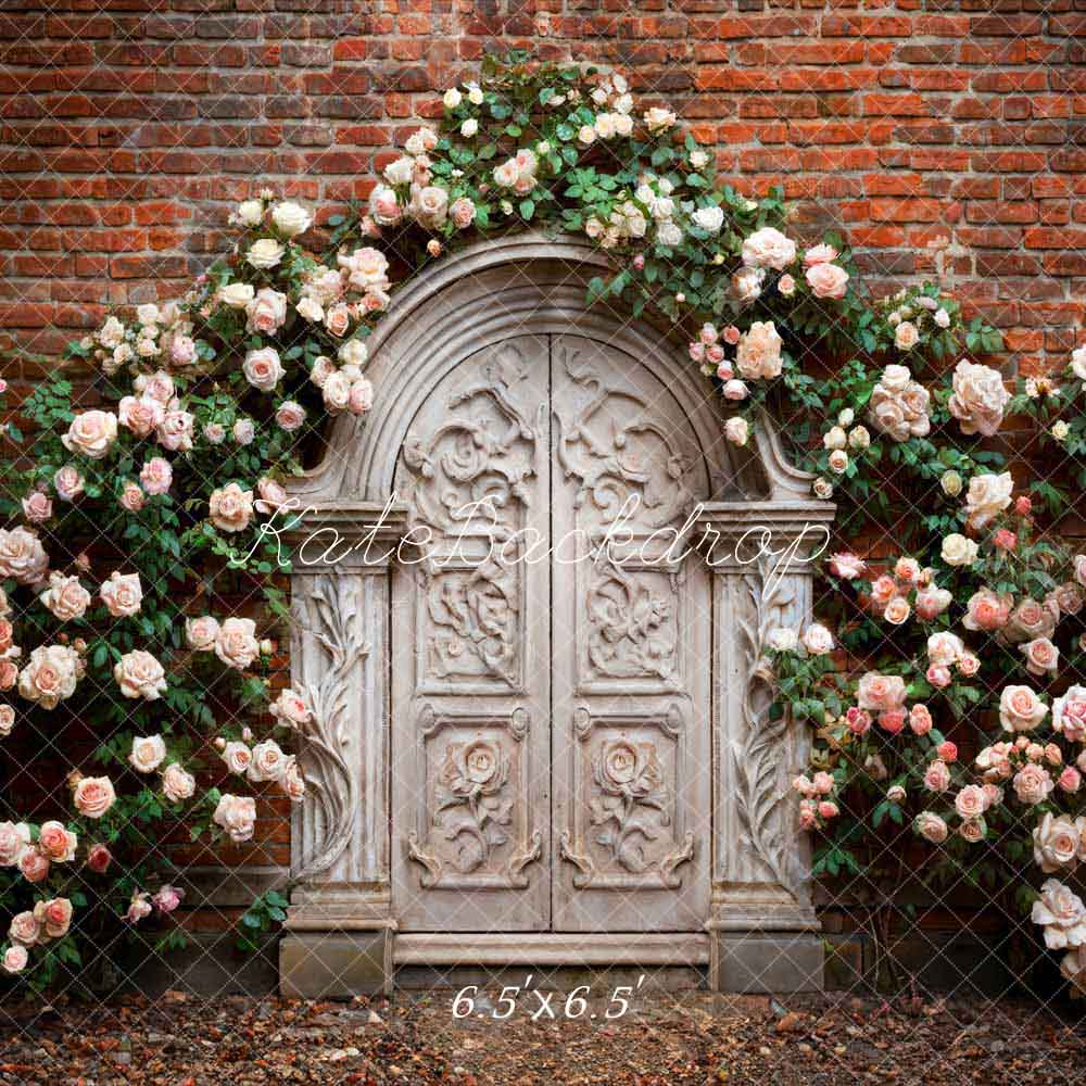 Kate Saint-Valentin Fleurs Porte Blanc Mur Toile de fond conçue par Chain Photographie - Kate Backdrop FR