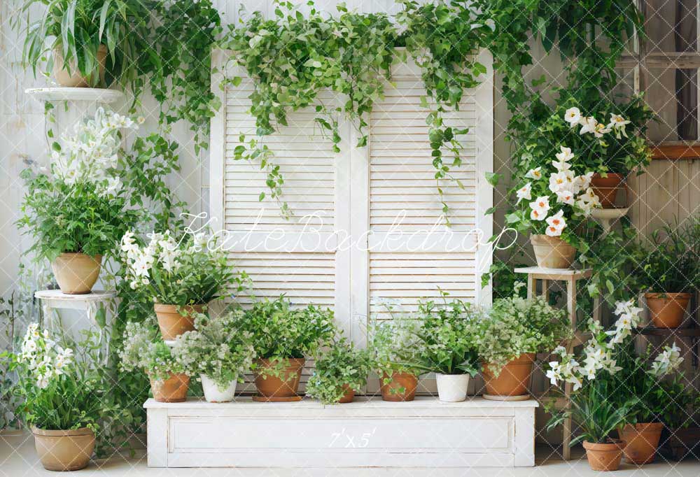 Kate Printemps Plantes vertes Porte en bois Chambre Toile de fond conçue par Chain Photographie - Kate Backdrop FR