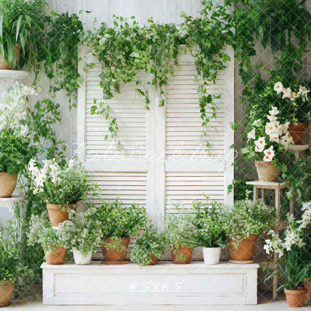 Kate Printemps Plantes vertes Porte en bois Chambre Toile de fond conçue par Chain Photographie - Kate Backdrop FR