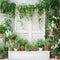 Kate Printemps Plantes vertes Porte en bois Chambre Toile de fond conçue par Chain Photographie - Kate Backdrop FR
