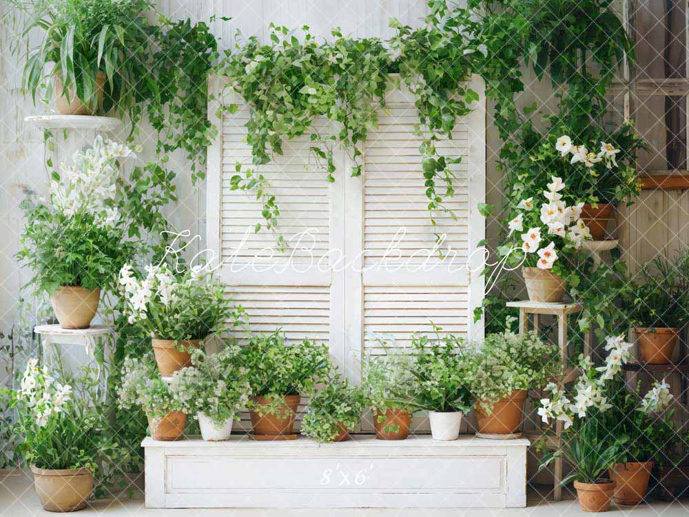 Kate Printemps Plantes vertes Porte en bois Chambre Toile de fond conçue par Chain Photographie - Kate Backdrop FR