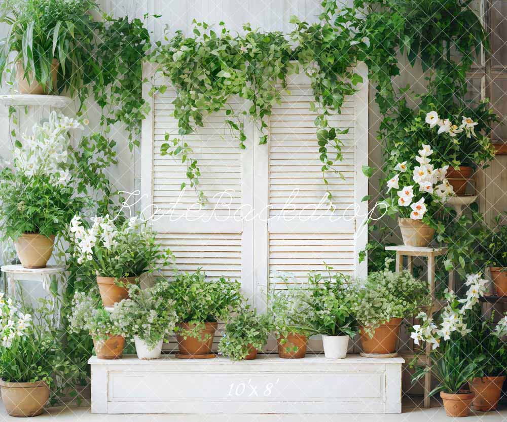 Kate Printemps Plantes vertes Porte en bois Chambre Toile de fond conçue par Chain Photographie - Kate Backdrop FR