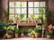 Kate Printemps Plante Vert Fenêtre Chambre Toile de fond conçue par Chain Photographie - Kate Backdrop FR