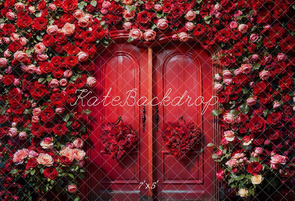 Kate Saint Valentin Porte Rouge Roses Toile de fond conçue par Chain Photographie