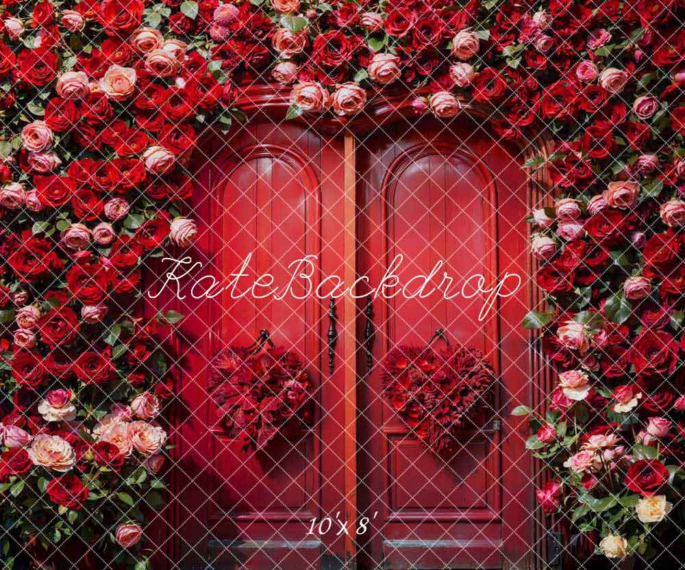 Kate Saint Valentin Porte Rouge Roses Toile de fond conçue par Chain Photographie