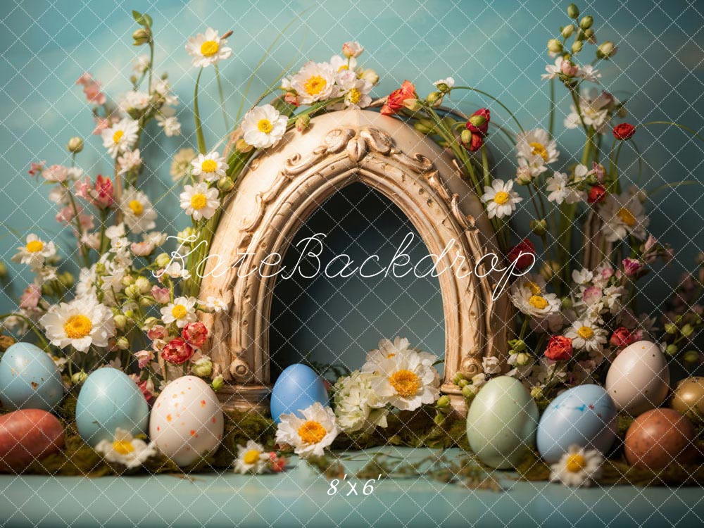Kate Oeufs de Pâques Coloré Fleurs Toile de fond conçue par Chain Photographie - Kate Backdrop FR