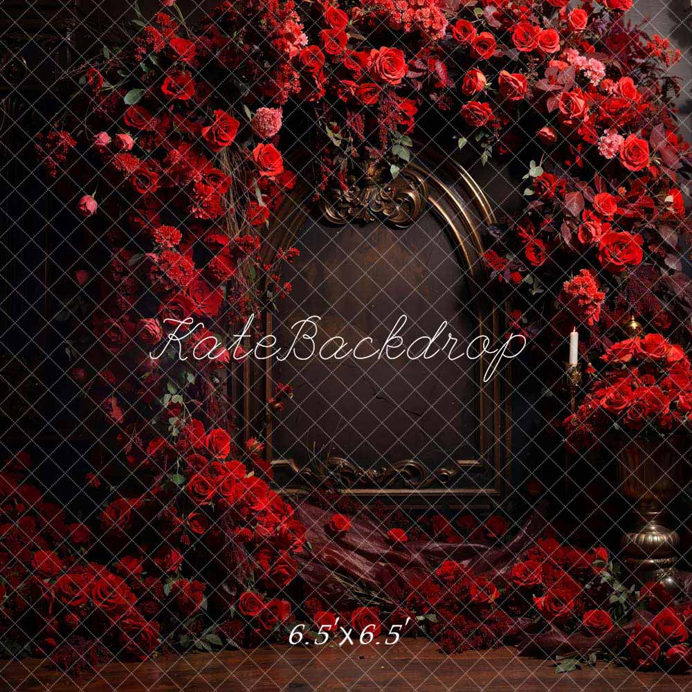Kate Saint Valentin Rose Rouge Mur en Métal Toile de fond conçue par Emetselch - Kate Backdrop FR