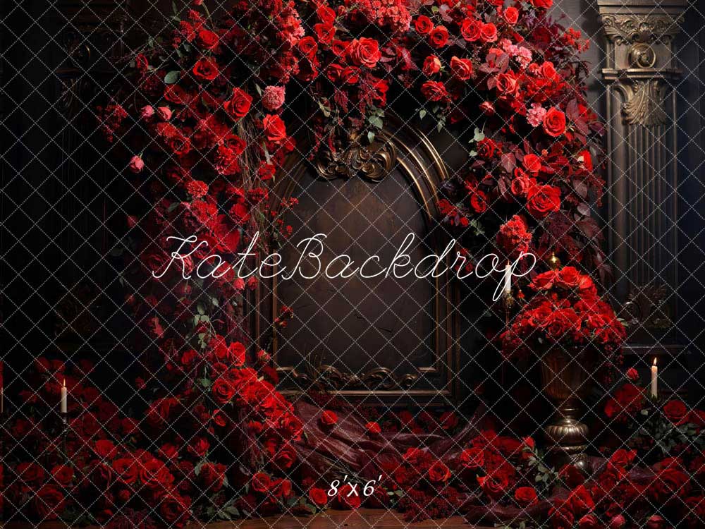 Kate Saint Valentin Rose Rouge Mur en Métal Toile de fond conçue par Emetselch - Kate Backdrop FR
