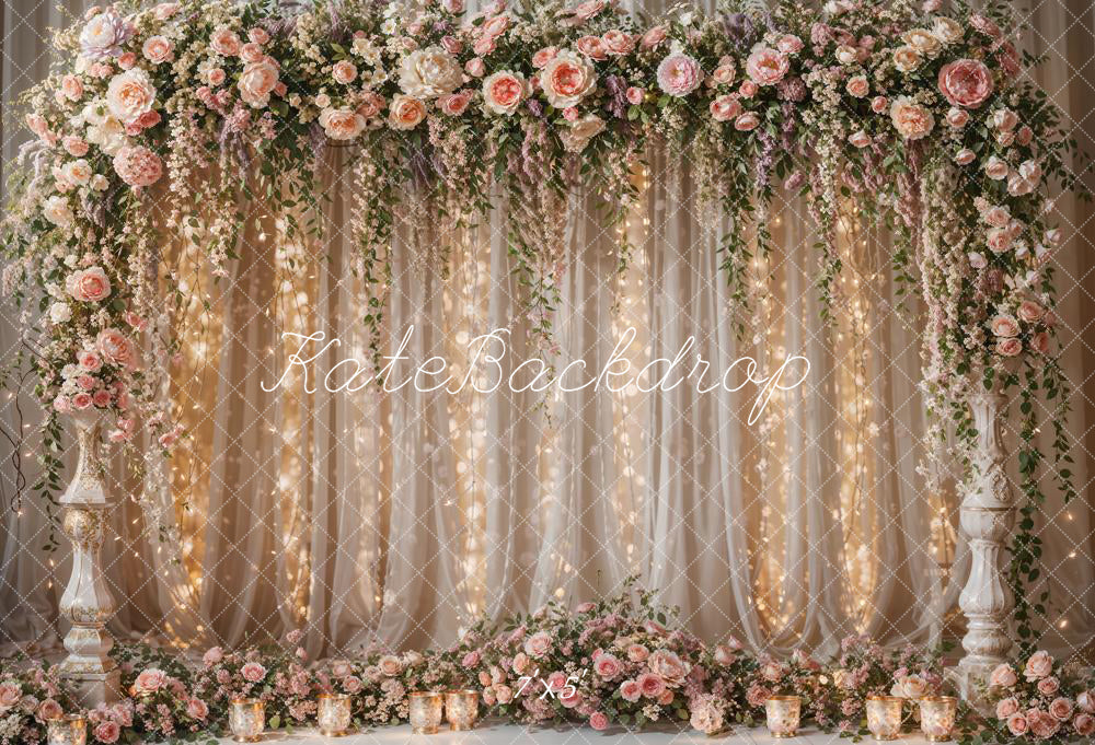 Kate Fleurs Guirlande Lumineuse Rideau Toile de fond conçue par Chain Photographie - Kate Backdrop FR