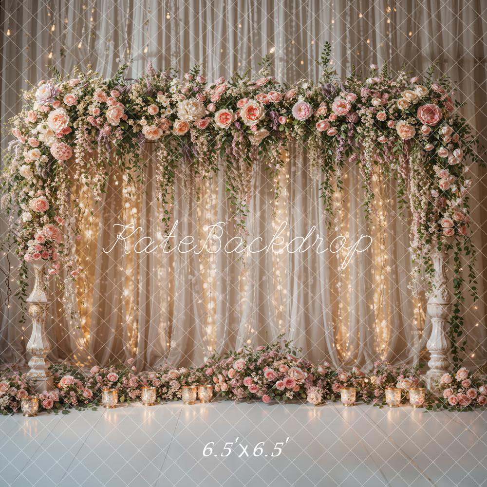 Kate Fleurs Guirlande Lumineuse Rideau Toile de fond conçue par Chain Photographie - Kate Backdrop FR