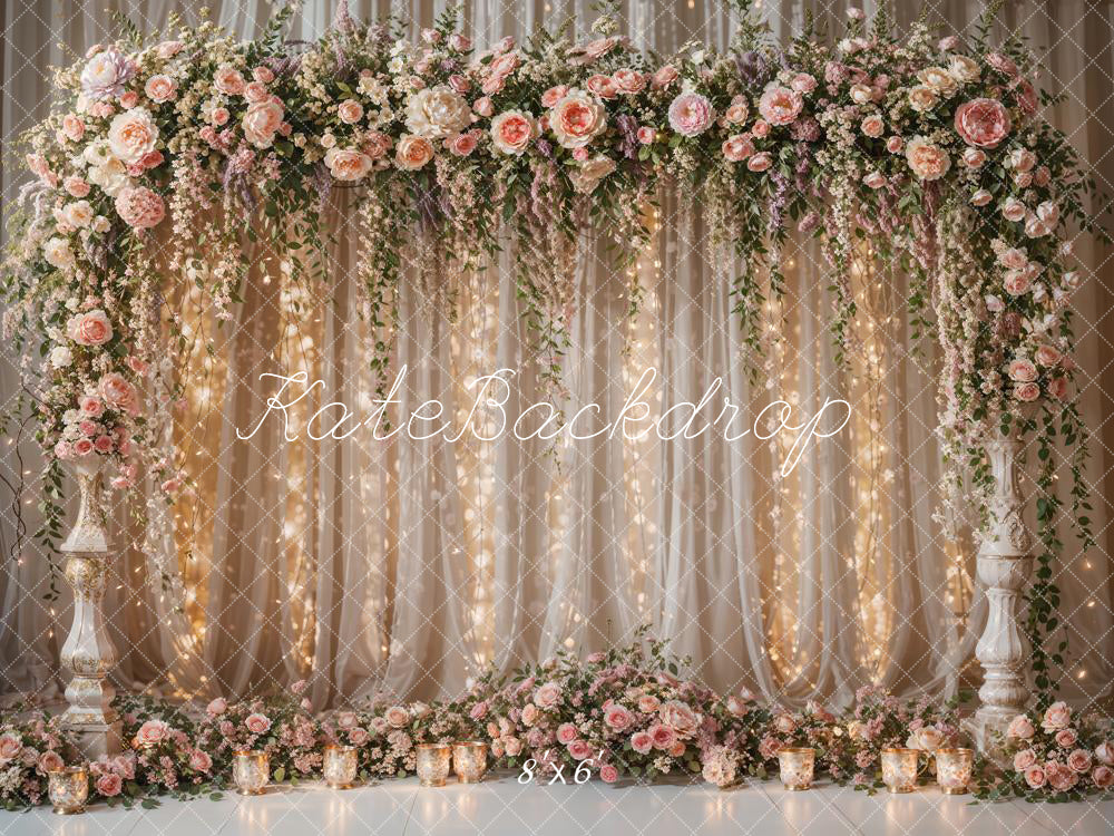 Kate Fleurs Guirlande Lumineuse Rideau Toile de fond conçue par Chain Photographie - Kate Backdrop FR