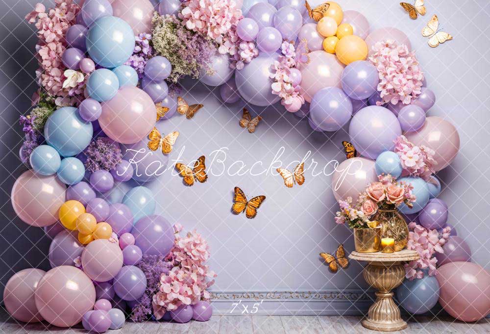Kate Coloré Ballon Papillon Fleurs Mur Toile de fond conçue par Chain Photographie