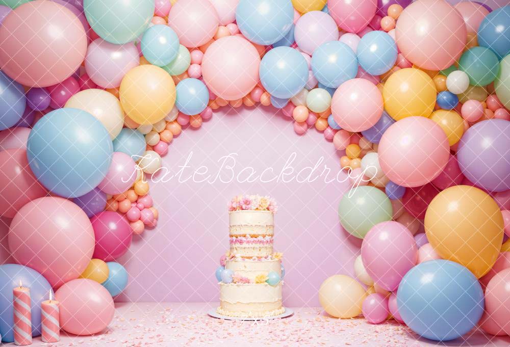 Kate Anniversaire Rose Ballons Gâteau Cake smash Toile de fond conçue par Chain Photographie