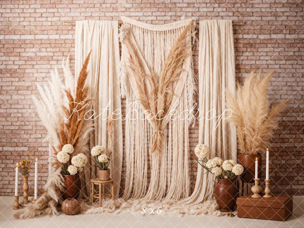 Offres Éclair-Kate Bohème Bougie Roseau Rideaux Toile de fond en Laine conçue par Chain Photographie - Kate Backdrop FR