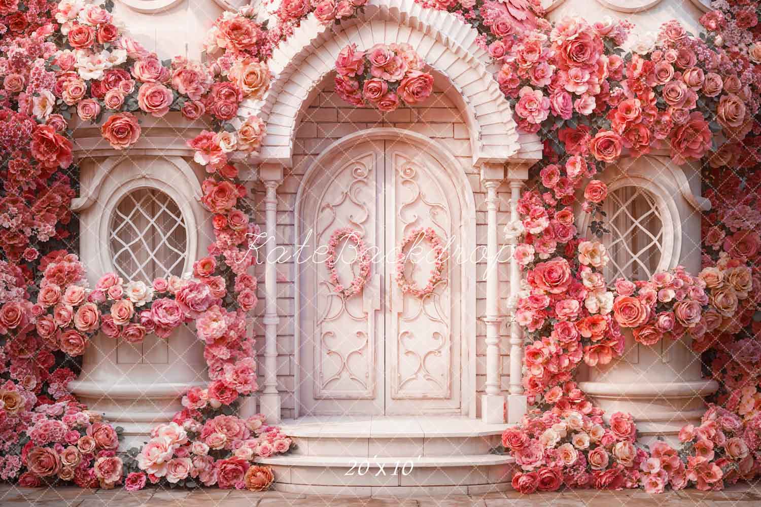 Kate Saint Valentin Printemps Rose Fleurs Maison Toile de fond conçue par Emetselch - Kate Backdrop FR