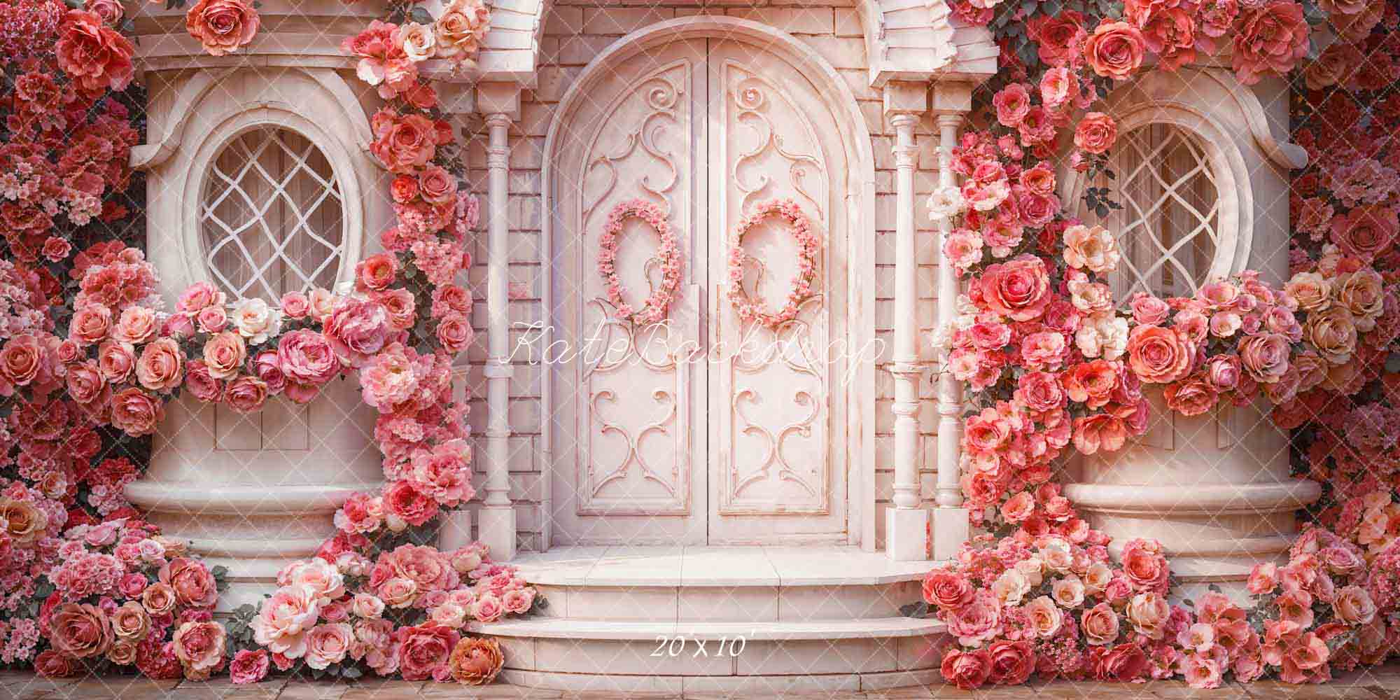 Kate Saint Valentin Printemps Rose Fleurs Maison Toile de fond conçue par Emetselch