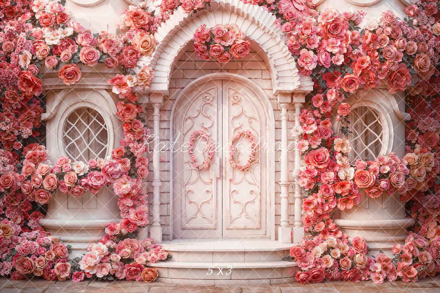 Kate Saint Valentin Printemps Rose Fleurs Maison Toile de fond conçue par Emetselch - Kate Backdrop FR