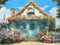 Kate Printemps Fleurs Clôture Maison Bleu Toile de fond conçue par Emetselch - Kate Backdrop FR