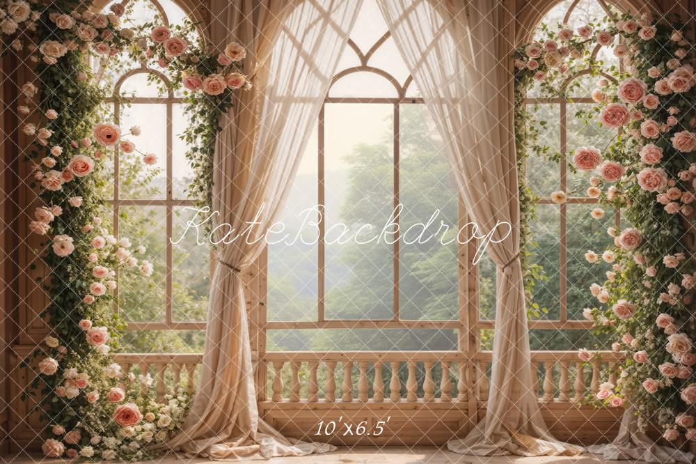 Kate Printemps Fleurs Mariage Fenêtre Rideaux Toile de fond conçue par Emetselch - Kate Backdrop FR