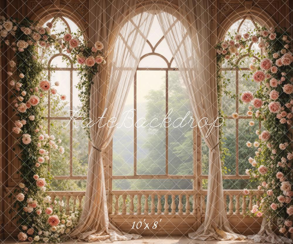 Kate Printemps Fleurs Mariage Fenêtre Rideaux Toile de fond conçue par Emetselch - Kate Backdrop FR