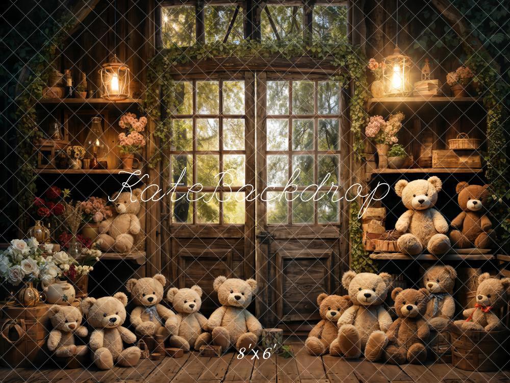 Kate Printemps Lanterne Ours en peluche Porte Toile de fond conçue par Emetselch - Kate Backdrop FR