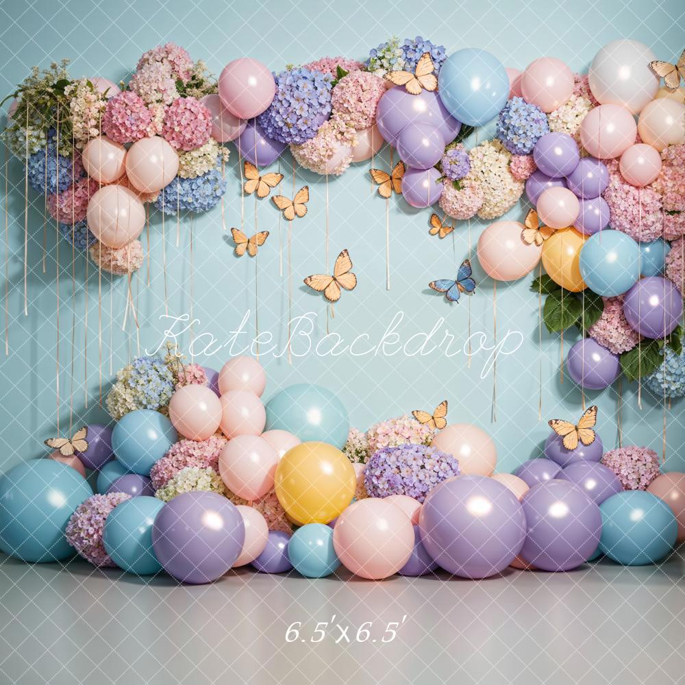 Kate Ballons colorés Papillon Mur Anniversaire Toile de fond conçue par Emetselch - Kate Backdrop FR