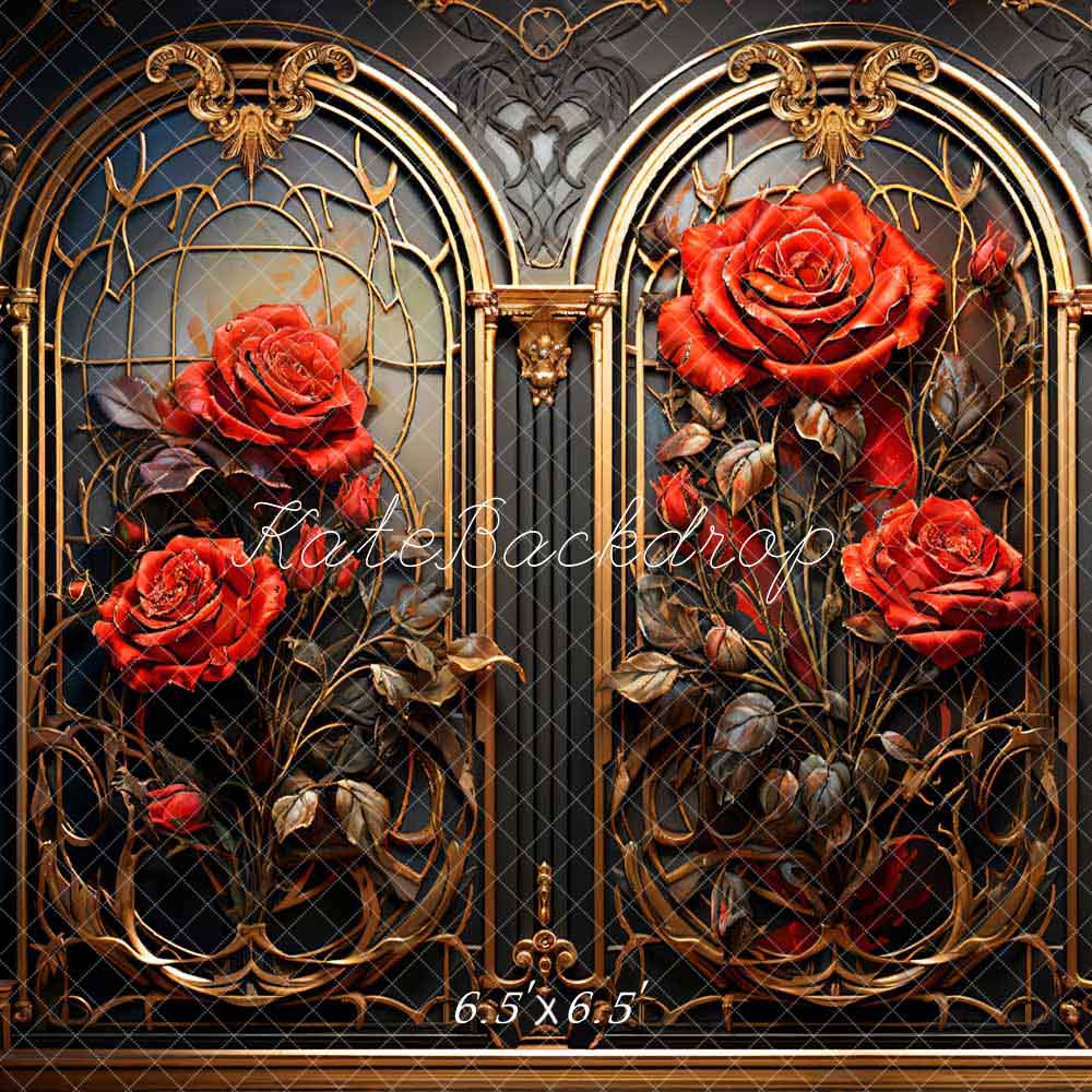 Kate Saint-Valentin Roses Mur métallique Vintage Toile de fond conçue par Chain Photographie - Kate Backdrop FR