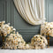 Kate Beaux-Arts Rideau Roses Blanc Mur gris Toile de fond conçue par Mini MakeBelieve - Kate Backdrop FR
