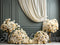 Kate Beaux-Arts Rideau Roses Blanc Mur gris Toile de fond conçue par Mini MakeBelieve - Kate Backdrop FR