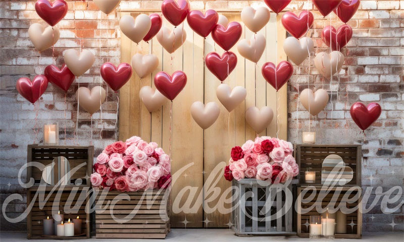 Kate Intérieur Grange Saint-Valentin Ballons Fleurs Toile de fond conçue par Mini MakeBelieve