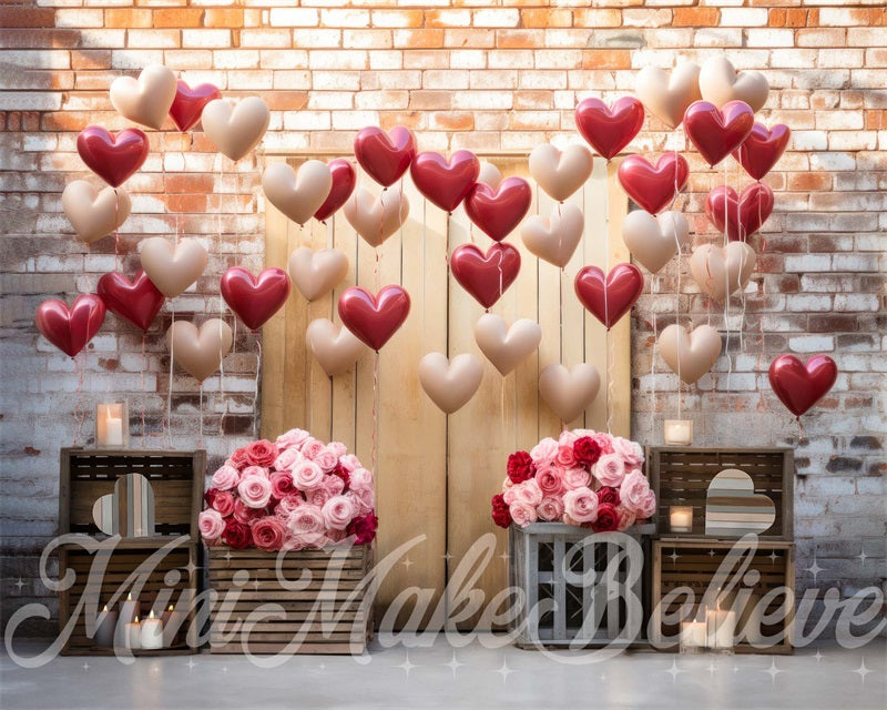 Kate Intérieur Grange Saint-Valentin Ballons Fleurs Toile de fond conçue par Mini MakeBelieve