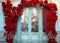 Kate Roses Rouge Porte Mur Bleu Extérieur Toile de fond conçue par Mini MakeBelieve - Kate Backdrop FR