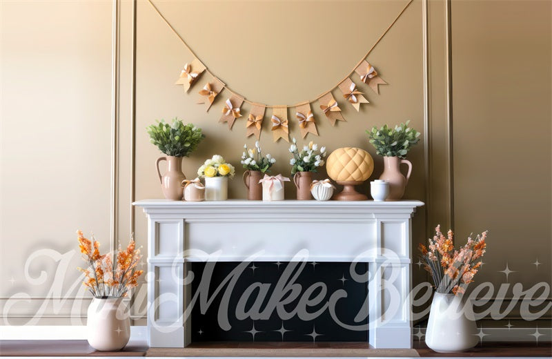 Kate Simple Pâques Mur Beige Cheminée Toile de fond conçue par Mini MakeBelieve - Kate Backdrop FR