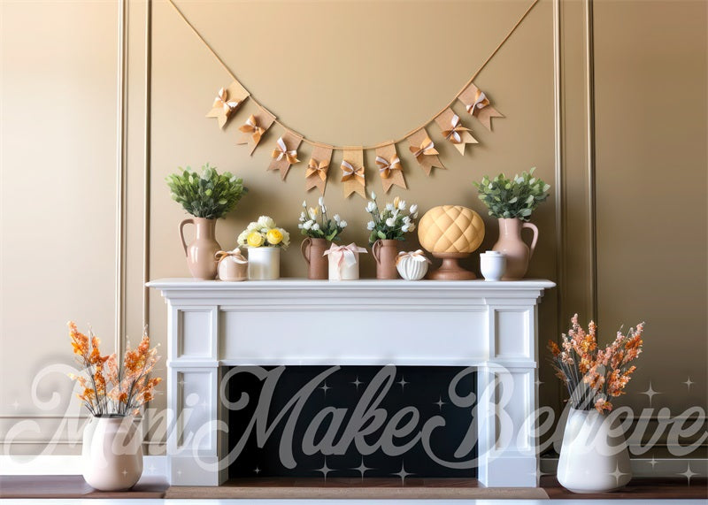 Kate Simple Pâques Mur Beige Cheminée Toile de fond conçue par Mini MakeBelieve - Kate Backdrop FR
