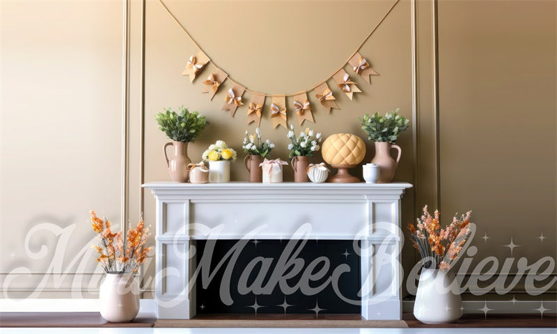 Kate Simple Pâques Mur Beige Cheminée Toile de fond conçue par Mini MakeBelieve - Kate Backdrop FR