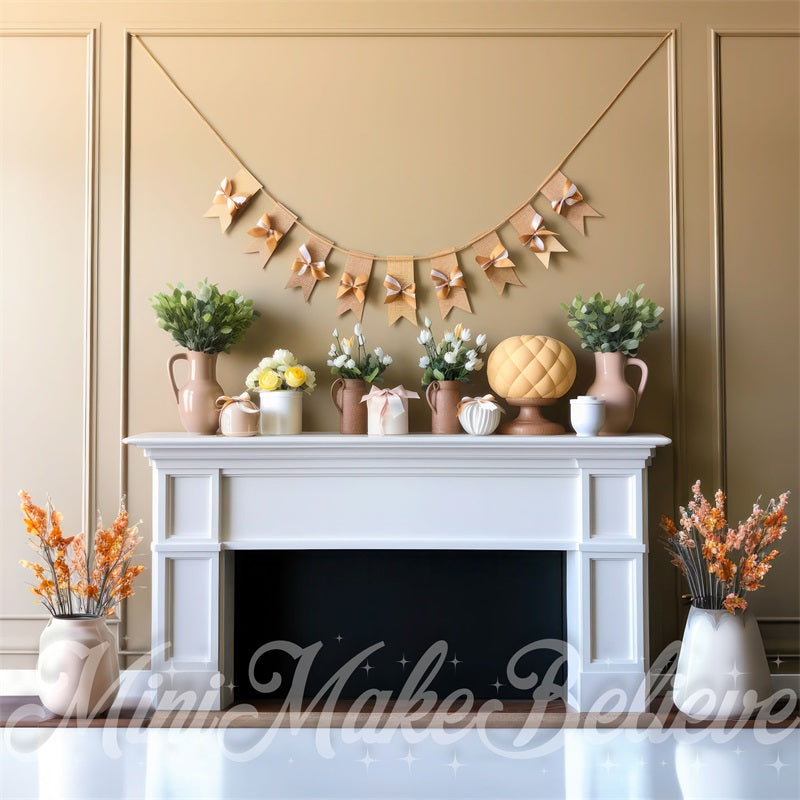 Kate Simple Pâques Mur Beige Cheminée Toile de fond conçue par Mini MakeBelieve - Kate Backdrop FR