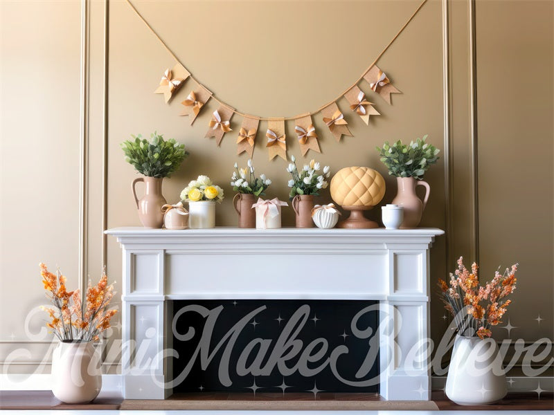 Kate Simple Pâques Mur Beige Cheminée Toile de fond conçue par Mini MakeBelieve - Kate Backdrop FR