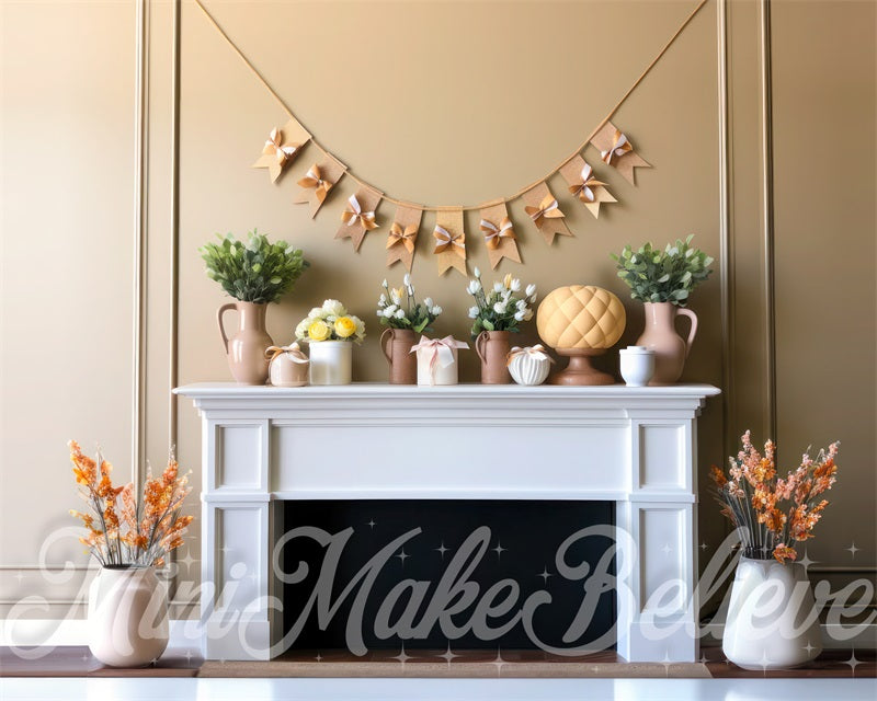 Kate Simple Pâques Mur Beige Cheminée Toile de fond conçue par Mini MakeBelieve - Kate Backdrop FR