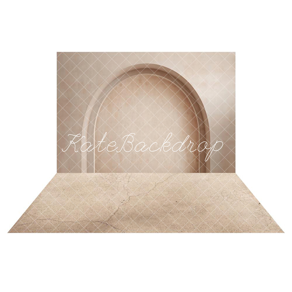 Kate Bohème Simple Mur en arc Beige Élégant Toile de fond+Terrazzo Fissuré Beige Toile de fond