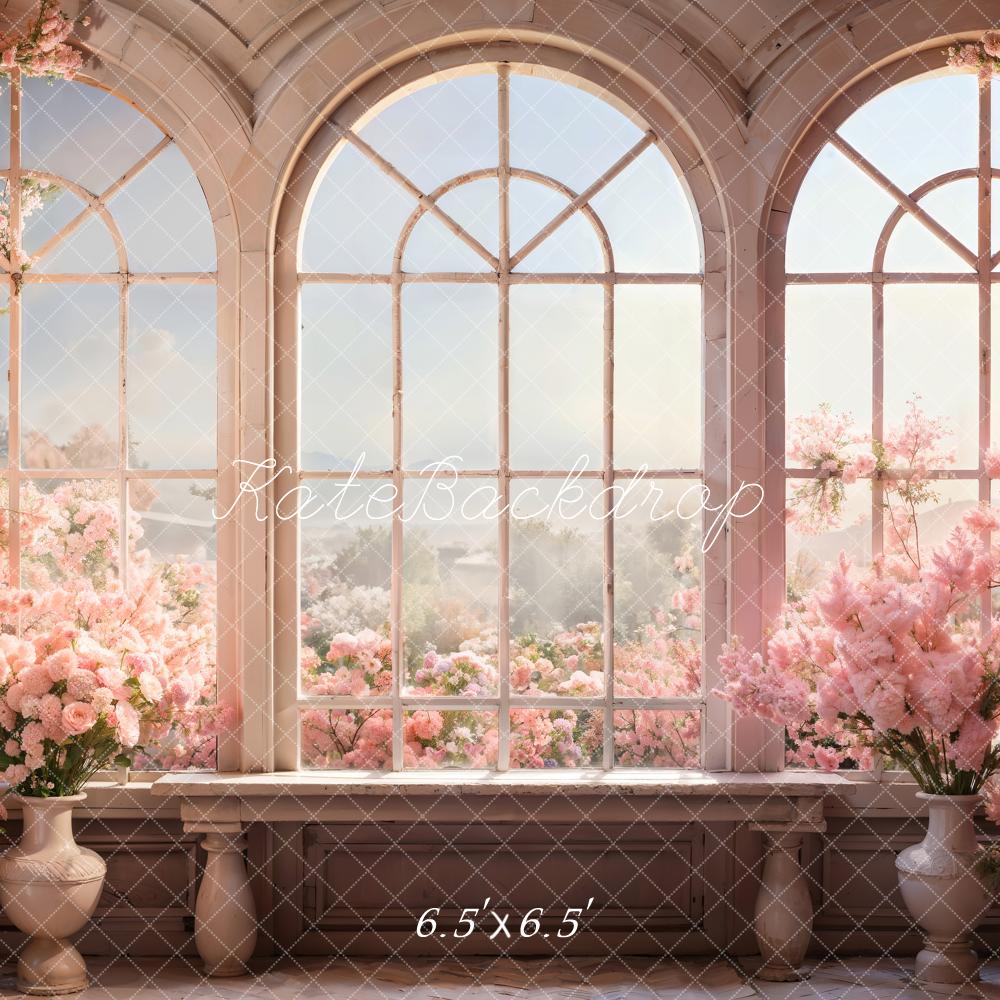 Kate Saint-Valentin Fleurs Rose Fenêtre Chambre Toile de fond conçue par Chain Photographie - Kate Backdrop FR
