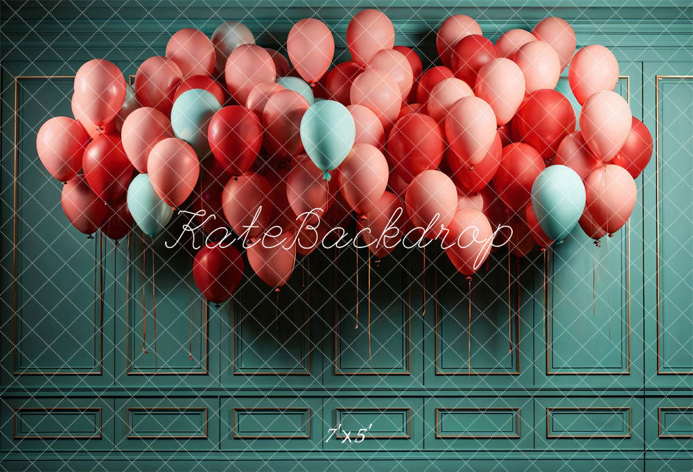 Kate Ballon Rose Mur Rétro Vert Toile de fond conçue par Chain Photographie - Kate Backdrop FR
