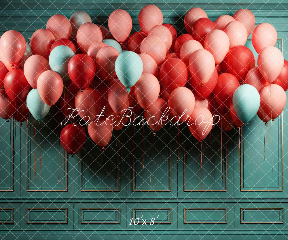 Kate Ballon Rose Mur Rétro Vert Toile de fond conçue par Chain Photographie - Kate Backdrop FR
