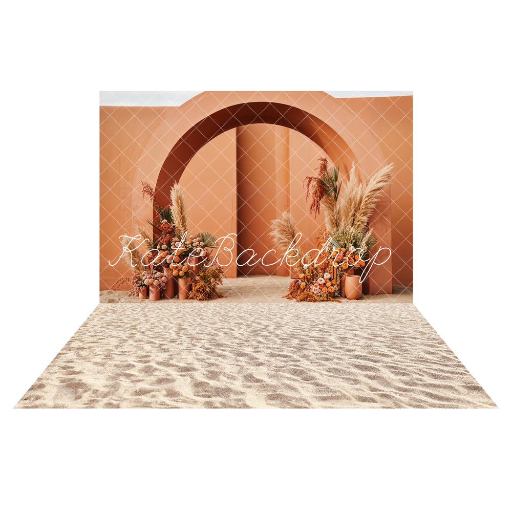 Kate Bohème Arche Orange Élégant Toile de fond+Plage de sable Été Toile de fond - Kate Backdrop FR