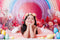 Kate Macarons Arc-en-ciel Fleurs Rose Toile de fond conçue par Chain Photographie - Kate Backdrop FR