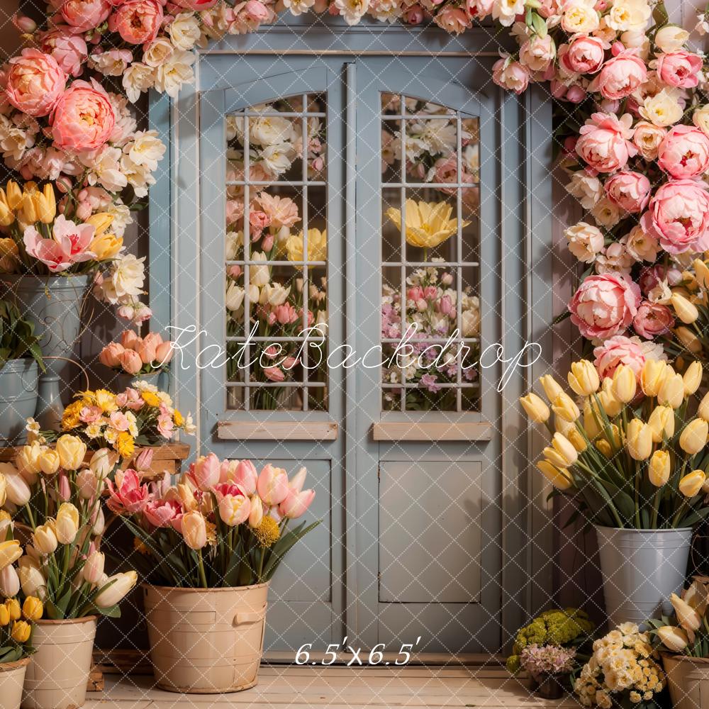 Kate Printemps Fleurs Porte en bois Toile de fond conçue par Chain Photographie - Kate Backdrop FR